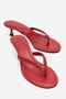 Norell Red Leather Flip Flops Women's Heeled Slippers