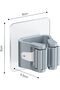 Four-piece self-adhesive wall-mounted broom holder, mop holder, and wall-mounted broom hook set; no drilling required; includes broom clip; gray. - 2