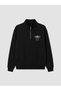 Ozmarka New Season Black Zippered Stand Collar Printed Men's Sweatshirt - 5