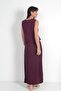Women's Front Metal Buttoned Ruffled Sleeveless Blouse Elastic Waist Pleated Long Sunset Skirt Modal 2-Piece Set - 4