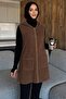 Gold Zippered Hooded Women's Beard Vest 80 cm - 4
