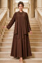Sequined Hijab Dress A9273-Sn Taba - 3