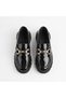 Black Patent Leather Classic Loafer Shoes with Gold Buckle and Non-Slip Sole School Shoes - 5