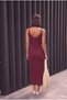 Women's Body-Hugging Ribbed Knit Dress V-Neck Strappy Hair Knit Detail Maxi Dress - 2