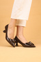 Women's Short Heeled Bowknot Orthopedic Evening Dress Shoes High Heels - 2