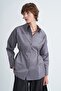 Women's Premium Poplin Shirt with Mobile Waist Belt Anthracite - 2