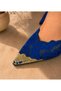 Ri̇na Cobalt Blue Lace 3cm Heel Shoes with Pointed Toe and Straps - 2