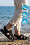 Men's Outdoor Closed Toe Sandals Rubber Laced Sole Black Shoes 4870 m - 2