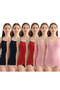 Women's 6-Piece (Navy Blue-Rose-Burgundy) Cotton Soft Textured Lycra Body-Hugging Undershirt with Straps