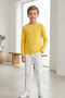 T-Shirt Boys' Basic Yellow T-Shirt Long Sleeve 100% Cotton Crew Neck Unprinted Tshirt (2-13 Years) - 3