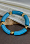 Bamboo Model Pipe Cut Acrylic Resin Crushed Gold Metal Detailed Bracelet - 4