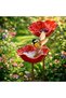 Bird Water Bottle - 14*14*65 cm - High-quality alloy material - Elegant floral design - Garden decoration - Pet supplies - Red two-pack