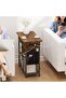 End Table with USB Ports and Outlets, Sofa Couch Table with Charging Station, Flip Top Side Table with Storage Shelf & Storage Bag, Narrow Nightstand for Bedroom Small Spaces, 12"Dx23.5"Wx24"H - 5