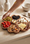 360 °   7-Compartment Acacia Flower, Heart Presentation Plate with Rotating Stand, 30 cm Breakfast Deli Serving Plate, Board - 3