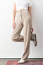 Women's Beige Buttoned Modal Lycra High Waist Elastic Trendy Trousers - 6