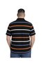 Men's Large Size Black Pinstripe Pique T-Shirt 3Xl-4Xl-5Xl-6Xl - 3