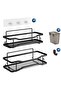 Bathroom Shower Shelves - 2 (1 Large + 1 Small) Stainless Steel Self - Adhesive Shelves with Hooks, No Drilling Required, Wall - Mounted, Rust -...