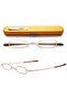 2-Pack Reading Glasses, Slim Metal Spring Hinge, Classic Style, Small Lightweight Reading Aid Glasses for Men and Women, with Case, Gold (1.0+)