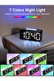 White Mini Digital Bedroom Alarm Clock with 7-Color Night Light, Extra Loud Volume for Heavy Sleepers - 2