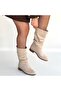 Plod Beige Leather Gusseted Boots - 4