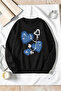 Unisex Denim Heart Printed Crew Neck Sweatshirt