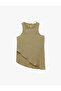 Asymmetrical Cut Sleeveless Crew Neck Satin Blouse - 7