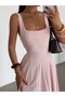 Lace Detail Midi Dress - Powder Pink - 2