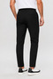 Men's Black Elastic Waist Lace-Up Slim Fit Fabric Trousers - 8