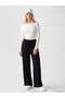 Xside Black Elastic Waist Linen Look Women's Trousers