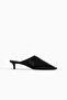 Heeled mesh mules