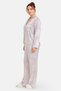 Women 2 Pieces Floral Print Long Sleeve Shirt With Pants Sleepwear Set, Lavender - 3