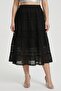 Women Eyelet Maxi Skirt, Black