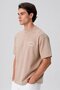 Men Crew Neck Short Sleeve Brand Logo T-Shirt, Taupe - 2