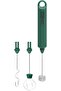 Handheld electric milk frother with 3 replaceable mixing heads - 3 speeds - fully automatic for milk, coffee, latte, hot chocolate - green