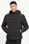 Men's Slim Fit Hooded Black Coat