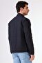 Men's Slim Fit Navy Blue Coat - 7