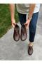 Brown Leather Zippered Women's Casual Shoes - 3