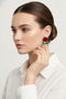 Red Velvet Rose Detailed Shiny Stone Bijouterie Earrings - 3