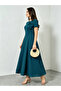 Blue Bow Detail A-Line Midi Dress - 3