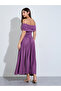 Purple Pleated Off Shoulder A-Line Maxi Dress - 5