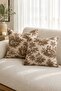 Brown Duck Fabric French Peasants Patterned Decorative Throw Pillow Cover - Dowry Set of 2
