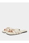 Beige Flat Sandals with Buckle Detail - 2