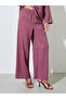 Burgundy Textured Long Top and Wide-Leg Trousers Modest Set - 5