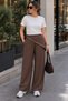 Women's Waist-Tie Shawl Accessory, Sequin Detailed, High Waist, Elastic, Wide Leg Pants