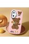 Poco F7 Compatible Case Camera Protector Pink Silicone Couple Phone Case with Bear Pattern - 2