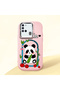 Samsung Galaxy A21S Compatible Case Camera Protector Pink Silicone Couple Phone Case Panda Pattern