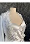 Boxed Set of 2 White Long Dressing Gowns with Rose Details - 4