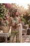 Women's Bohemian Patterned Halter Neck 3D Floral Detailed Pocketed Palazzo Double Set - 6