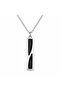Black Stone Detailed Modern Rectangular Men's Necklace - 3