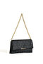 Women's Black Chain Strap Shoulder Bag and Wrist Strap Portfolio Handbag Clutch - 3